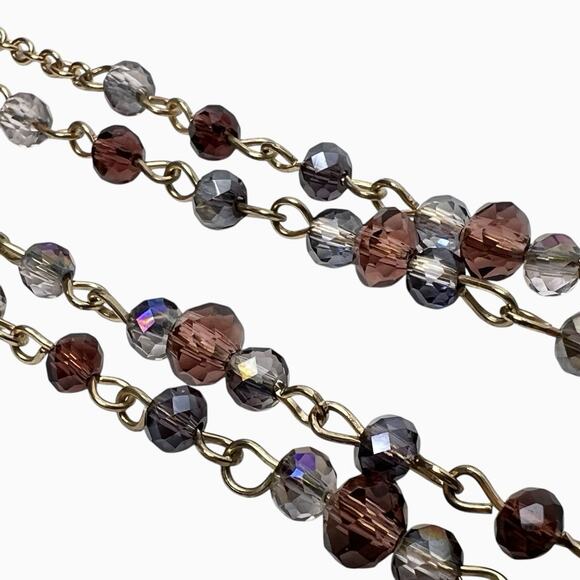 Beaded Necklaces Lot 2 Translucent Purple Black Faceted Sparkly Rhinestones Long - Picture 5 of 11